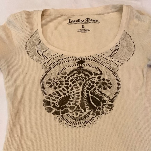 Lucky Brand Thermal Sweater Top Boho M - Picture 3 of 4